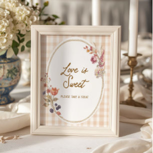 Póster Cabaña Enamorarse Gingham El Amor es Dulce