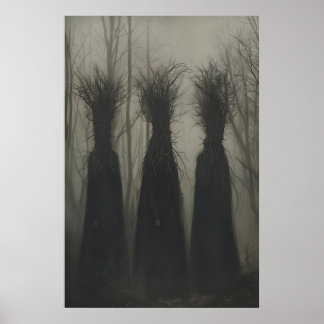 Póster Cabaña oscura embrujada gótica Wicca oculta arbola