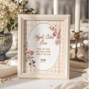 Póster Cabaña Otoño Enamorarse Gingham Sign de Sidra de M