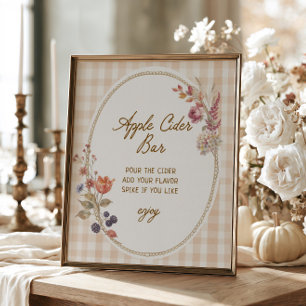 Póster Cabaña Otoño Enamorarse Gingham Sign de Sidra de M
