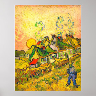 Póster Cabañas cubiertas con paja en la sol (Van Gogh)