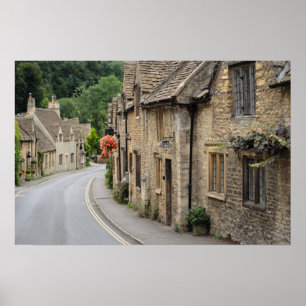 Póster Cabañas de color miel en Castle Combe, Reino Unido