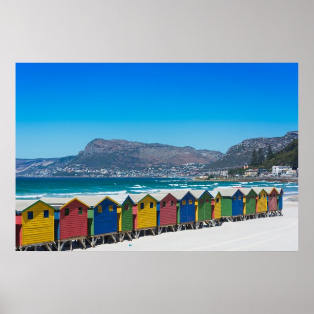 Póster Cabañas de playa de Muizenberg, Ciudad del Cabo (Frente)