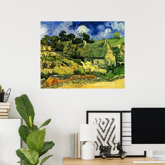 Póster Cabañas de techo de paja, Cordeville por Vincent v (Oficina en casa)