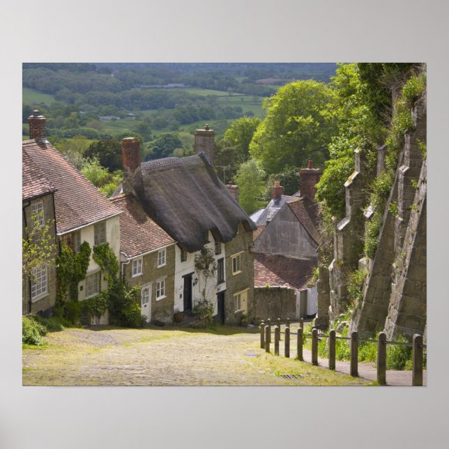 Póster Cabañas en Gold Hill, Shaftesbury, Dorset, (Frente)