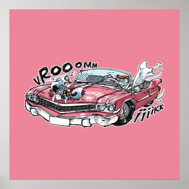 Póster cabaret baba drive sobre cadillac rosa (Frente)