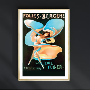 Póster Cabaret de París vintage, Folies Bergere, Showgirl