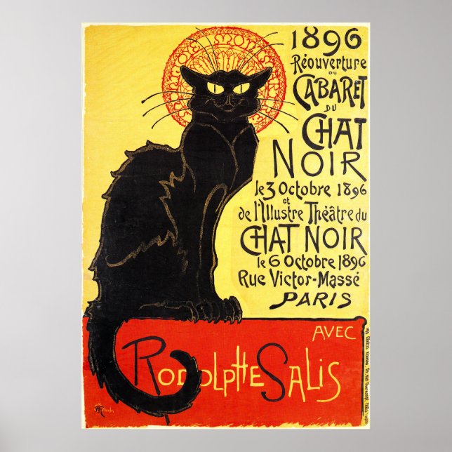 Póster Cabaret du Chat Noir, Steinlen (Frente)