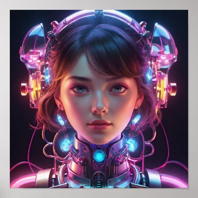 Póster Cabecera brillante con luz de neón (Frente)