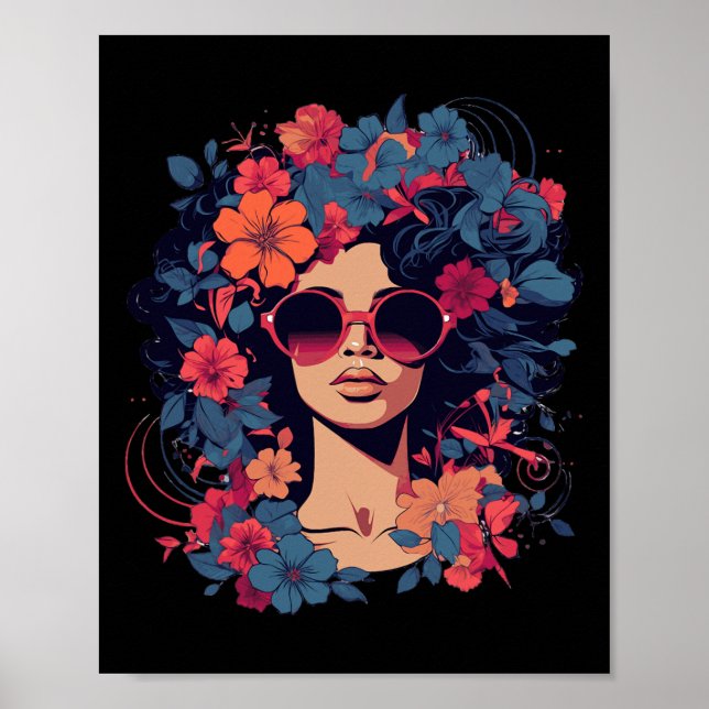 Póster Cabello Afro Natural Orgullo Historia Negra Melani (Frente)