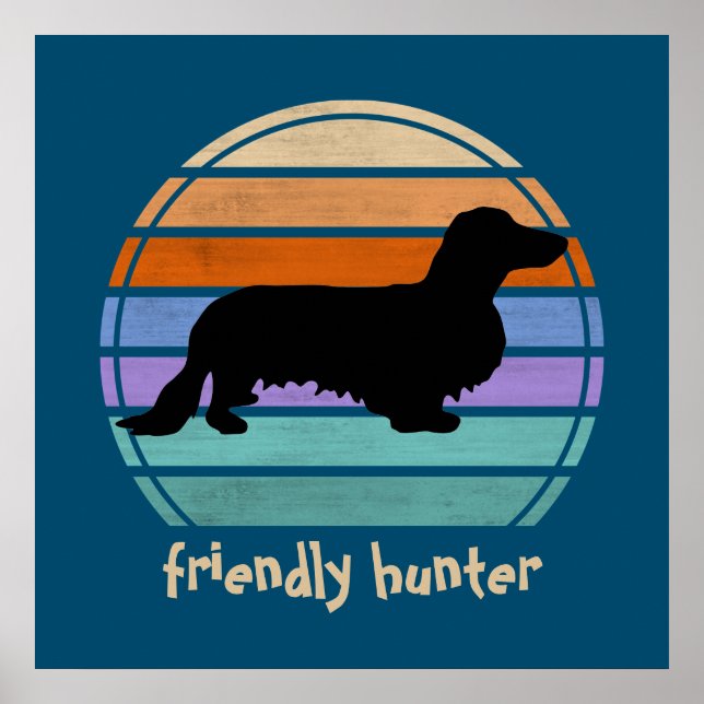 Póster Cabello largo de Dachshund - Silhouette 1 (Frente)