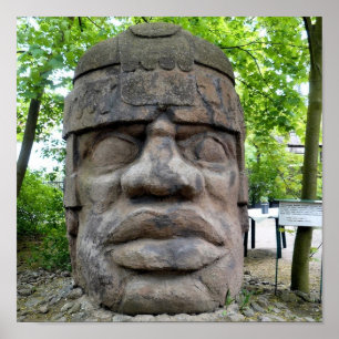 Póster ¡Cabeza antigua de Olmec!