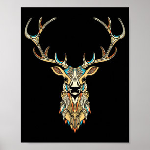 Póster Cabeza de alce _ Ilustración gráfica artística de