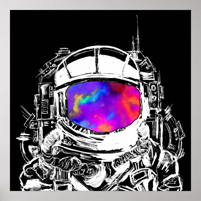 Póster Cabeza de astronauta alucinante (Frente)