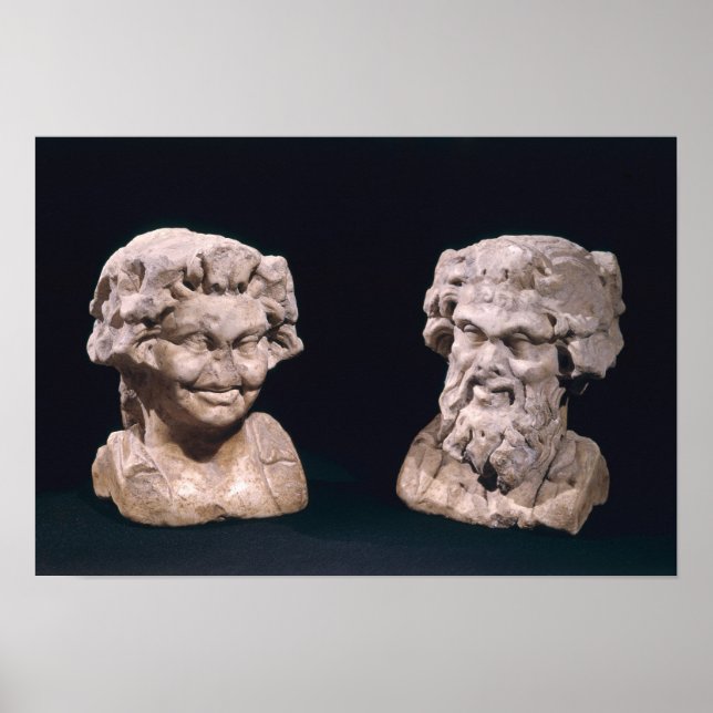 Póster Cabeza de Bacchus y satyr de un pilar hermático (Frente)