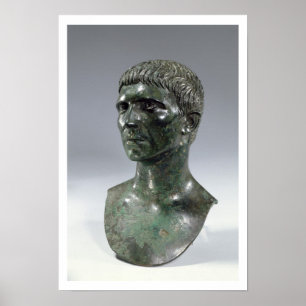 Póster Cabeza de bronce de un hombre, romano, a partir de