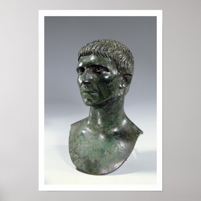 Póster Cabeza de bronce de un hombre, romano, a partir de (Frente)