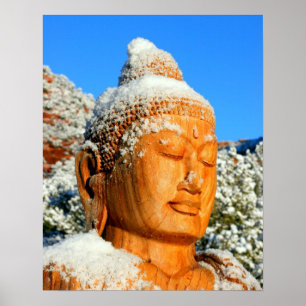 Póster Cabeza de Buda en la nieve