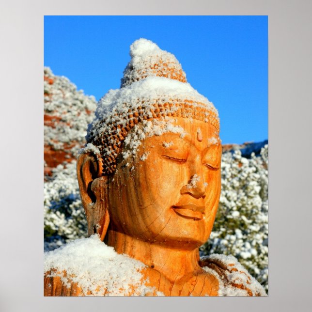 Póster Cabeza de Buda en la nieve (Frente)