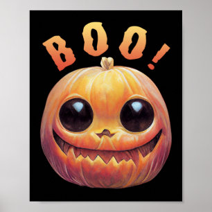 Póster Cabeza de calabaza de Halloween rindiendo boo