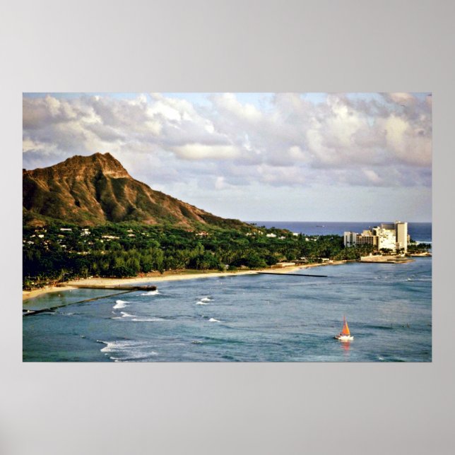 Póster Cabeza de diamante - Playa Waikiki, Oahu (Frente)