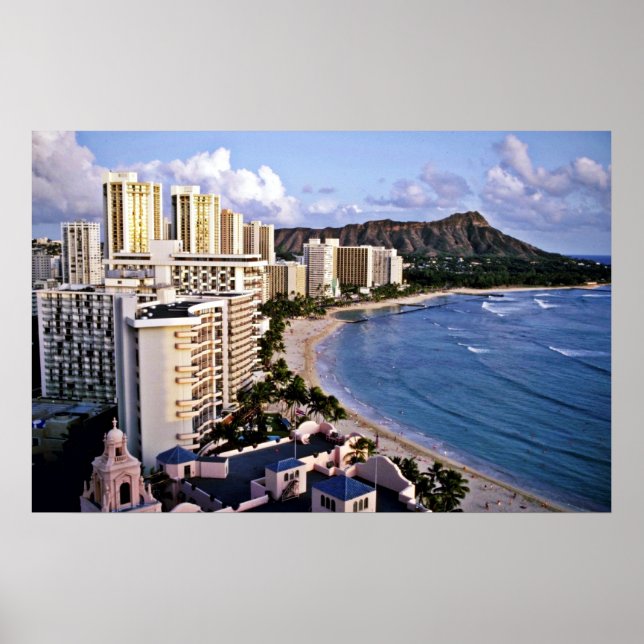 Póster Cabeza de diamante - Playa Waikiki, Oahu (Frente)