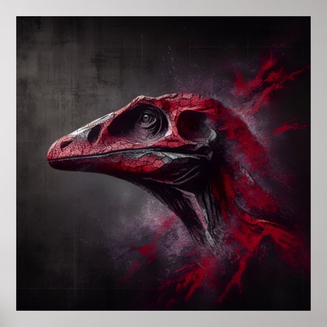 Póster Cabeza de dinosaurio extinta (Frente)