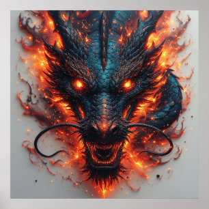 Póster Cabeza de Dragón con Ojos Fieros