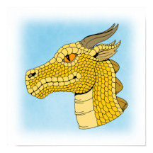 Cabeza de dragón dorado en perfil