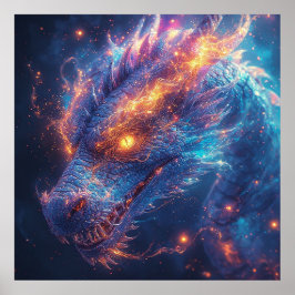 Póster Cabeza de Dragón Fiero que Irradia Energía Intensa