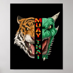 Póster Cabeza de Dragón y Tigre - Regalo de Muay Thai y K