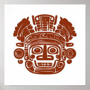 Póster cabeza de estilo maya