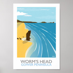 Póster Cabeza de gusano - Playa de la bahía de Rhossili