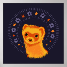 Póster Cabeza de hurón lindo animal adorable