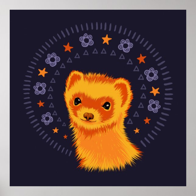 Póster Cabeza de hurón lindo animal adorable (Frente)
