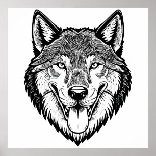 Póster Cabeza de lobo desde el frente