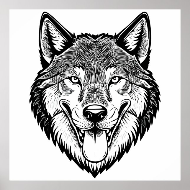 Póster Cabeza de lobo desde el frente (Frente)