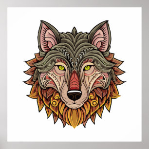 Póster Cabeza de lobo desde el frente