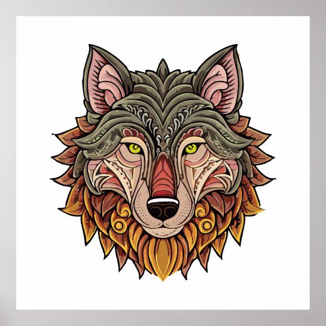 Póster Cabeza de lobo desde el frente (Frente)