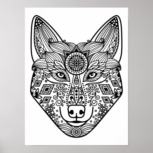 Póster Cabeza de lobo inspirada 2 (Frente)