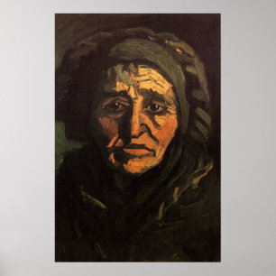 Póster Cabeza de mujer campesina con gorra de encaje por