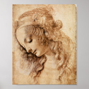 Póster Cabeza de mujer de Leonardo da Vinci