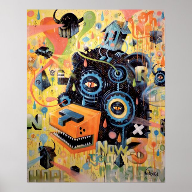 Póster Cabeza de oso volador (Frente)