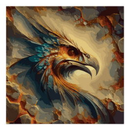 Póster Cabeza de pájaro extinta - Material gráfico abstra