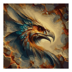 Póster Cabeza de pájaro extinta - Material gráfico abstra