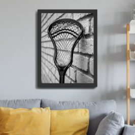 Póster Cabeza de Palo de Lacrosse Pared de Ladrillo Blanc