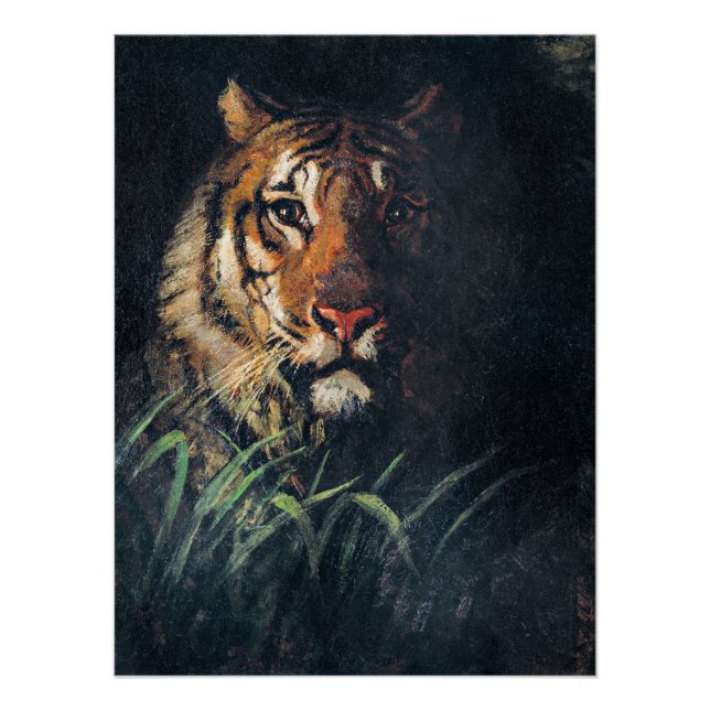Póster Cabeza de tigre, pintura artística fina, (Anverso)