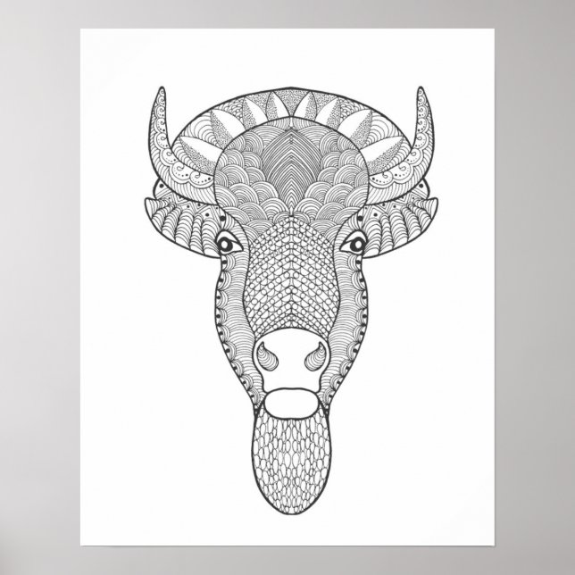 Póster Cabeza de toro de estilo 2 (Frente)