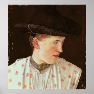 Póster Cabeza de un chica campesino, c.1880