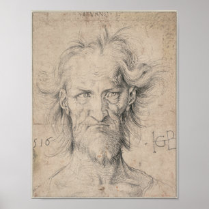 Póster Cabeza del anciano con barba (Saturno) de Durer